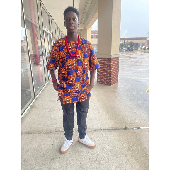 Traditional men top wedding Ankara print Isi - Agu wears, African men clothing - Picture 1 of 3